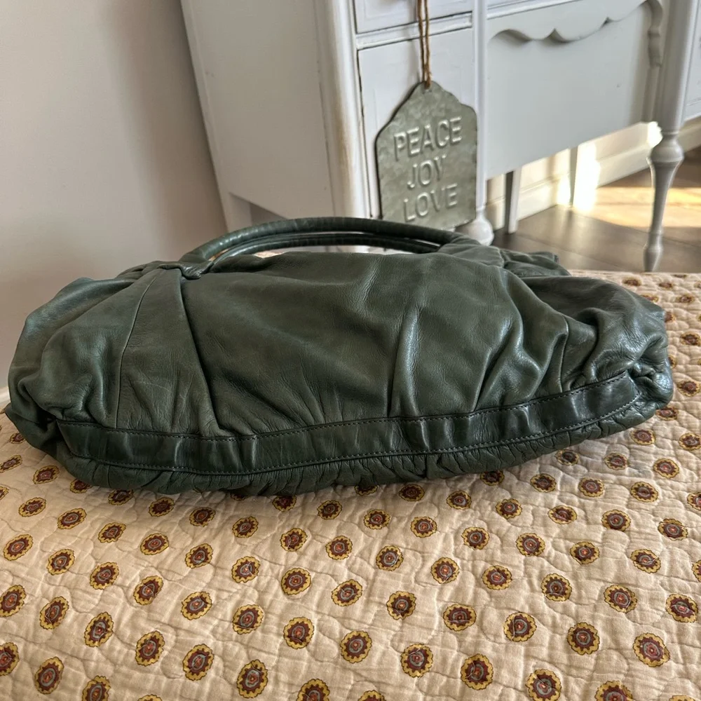 Rabeanco Large Green Genuine Leather Hobo Bag Made